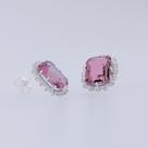 Brinco de Prata Coleção Queens Cristal Safira Rosa 8x10 e Zircônias Brancas Brinco de Prata Coleção Queens Cristal Safira Rosa 8x10 e Zircônias Brancas