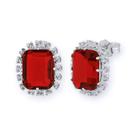 Brinco de Prata Coleção Queens Cristal Safira Rubi 8x10 e Zircônias Brancas Brinco de Prata Coleção Queens Cristal Safira Rubi 8x10 e Zircônias Brancas