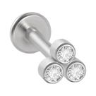 Brinco de Prata com Cristal - Base Plana para Labret, Helix e Tragus