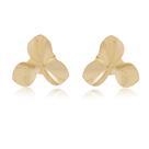 Brinco Designer Fixo Três Pontas de Flores Banhado Ouro 18k