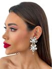 Brinco Desing Flor Detalhada Folheado Prata 925