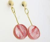 Brinco Disco Pedra Cherry Rosa Tarracha Dourado Brinco Disco Pedra Cherry Rosa Tarracha Dourado