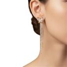 Brinco Dourado Borboleta Luxo com Strass Longo Luxo Festa -