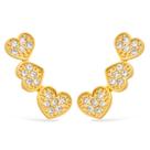 Brinco Dourado Ear Cuff de Coração com Zircônia