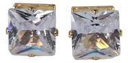 Brinco Dourado Formato Quadrado 10mm 1cm Zircônia Diamante Brinco Dourado Formato Quadrado 10mm 1cm Zircônia Diamante