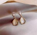Brinco Dourado Gota Strass Pedra Pingente