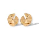 Brinco Dourado Leque Duplo Estilo Orgânico Moderno Listrado