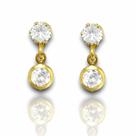 Brinco Duas Pedras Zirconia Banhado Ouro 18k Semijoia