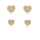 Brinco duo coração micro zirconia banhado a ouro 18k