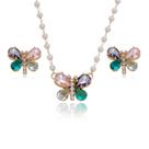 Brinco E Colar Banhado A Ouro Com Pérolas E Zircônia Colorida Brinco E Colar Banhado A Ouro Com Pérolas E Zircônia Colorida