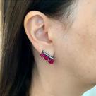 Brinco Ear Cuf 3 Pedras Rubi