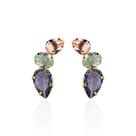 Brinco ear cuff 3 pedras coloridas banhado a ouro 18k Brinco ear cuff 3 pedras coloridas banhado a ouro 18k