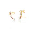 Brinco ear cuff ametista lavanda com pérola banhado a ouro SKU BR0106