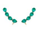 Brinco ear cuff callie gotas zirconia turmalina folheado a ouro 18k