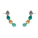 Brinco ear cuff callie gotas zircônias coloridas folheado a ouro 18k