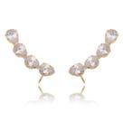 Brinco ear cuff callie gotas zircônias cristal folheado a ouro 18k