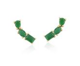 Brinco Ear Cuff com Cristais Cor Esmeralda Banhado a Ouro - Joia Elegante Brinco Ear Cuff com Cristais Cor Esmeralda Banhado a Ouro - Joia Elegante