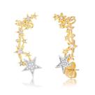 Brinco Ear Cuff Com Estrelas E Pedras De Zircônias Folheado