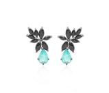 Brinco Ear Cuff com Navetes e Gota Turmalina Fusion Banhado a Ródio Negro - 2,8 cm x 2 cm