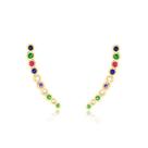 Brinco Ear Cuff Com Pedras Coloridas Folheado A Ouro