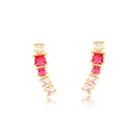 Brinco Ear Cuff Com Pedras Coloridas Folheado A Ouro Brinco Ear Cuff Com Pedras Coloridas Folheado A Ouro