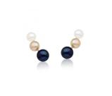 Brinco Ear Cuff com Pérolas em Três Tons Banhado a Ródio - Joia Elegante