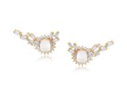 Brinco ear cuff com zircônias cristais e pedra cabochão