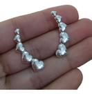 Brinco Ear Cuff Coração Folheado A Prata Antialérgico