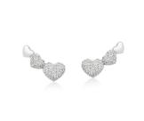 Brinco Ear Cuff Corações Cravejados Banhado a Ródio - Semijoias