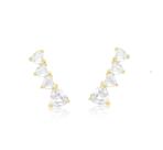 Brinco Ear Cuff Corações Cristais Banhado a Ouro - Zircônia