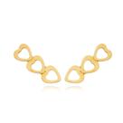 Brinco Ear Cuff Corações Vazados Semijoia