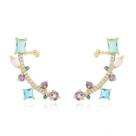 Brinco Ear Cuff Cravejado Colorido