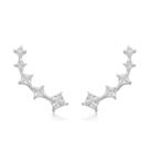 Brinco Ear Cuff Cravejado Zircônia Carrê Prata 925