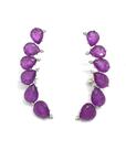 Brinco Ear Cuff Cristais Ultra Violet e Zircônia Cristal - Ródio Branco Brinco Ear Cuff Cristais Ultra Violet e Zircônia Cristal - Ródio Branco