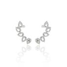 Brinco Ear Cuff Cristal Zircônia Gotas Banhado a Ródio