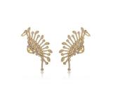 Brinco ear cuff de luxo cravejado cristal banhado a ouro