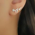 Brinco Ear Cuff Estrelas de Micro Zircônia Cristal e Vazada Banhado a Prata Brinco Ear Cuff Estrelas de Micro Zircônia Cristal e Vazada Banhado a Prata