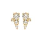 Brinco ear cuff jade zircônias folheado a ouro 18k