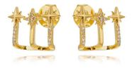 Brinco Ear Cuff Katharine Estrelas Cravejadas Zircônia Cristal Banhado em Ouro 18k