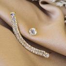 Brinco Ear Cuff Linha Dupla Cravejada e Ponto de Luz Cristal
