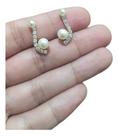 Brinco Ear Cuff Noiva Pedra Zirconia E Perola Dourado Festa
