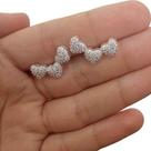 Brinco Ear Cuff Noiva Pedra Zirconia F. Prata Festa Coração