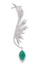 Brinco Ear Cuff Noiva Pedra Zirconia Prata Festa Verde Asas