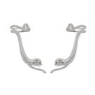 Brinco Ear Cuff Pantera Leopardo Cravejado em Micro Zircônia Ródio Branco
