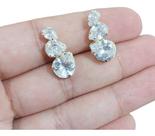 Brinco Ear Cuff Pedra Zirconia Gota Dourado Festa Folheado