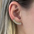 Brinco Ear Cuff Pedras Quadrada Borda Cravejada Zircônias Cristal Banhado em Ouro 18k Brinco Ear Cuff Pedras Quadrada Borda Cravejada Zircônias Cristal Banhado em Ouro 18k