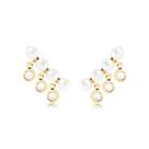 Brinco Ear Cuff Pérolas Pingentes Folheado Ouro Zircônia