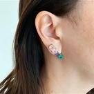 Brinco Ear Cuff Prata Coração Rosa
