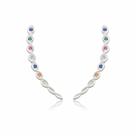 Brinco Ear Cuff Torcido Zircônias Coloridas Prata 925