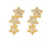 Brinco Ear Cuff Três Estrelas Cravejada De Zircônia Incolor By Kumbayá Joias